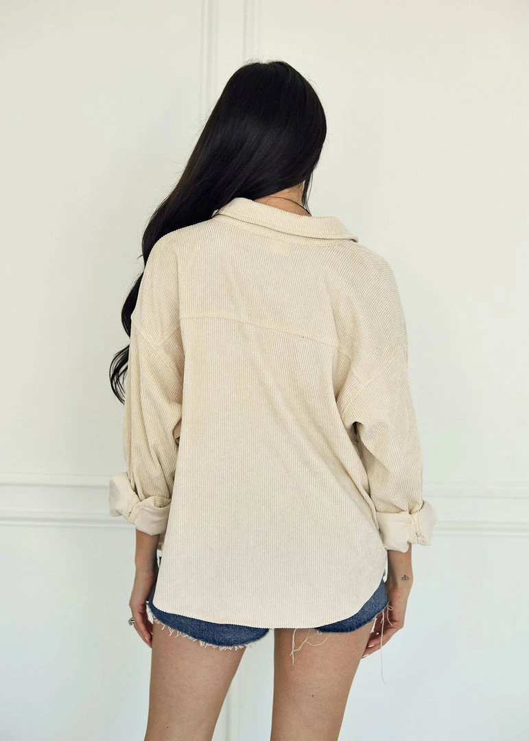 WL TOPS Cayla Corduroy Button Down Pocket Top - Sand 5 WL TOPS Cayla Corduroy Button Down Pocket Top - Sand