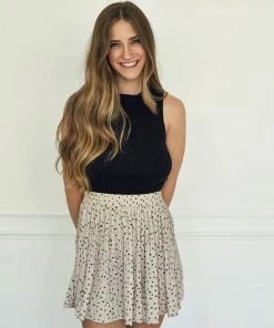 BT BOTTOMS Gina Polka Dot Pleated Shorts