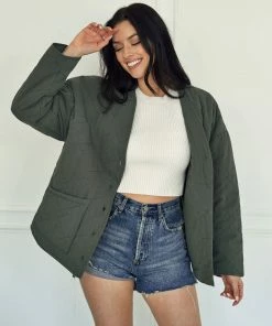 WL Charlie Quilted Padded Jacket - Green OUTERWEAR