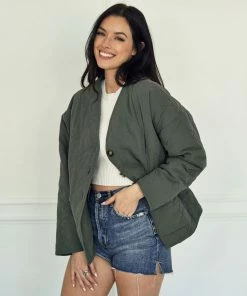 WL Charlie Quilted Padded Jacket - Green OUTERWEAR