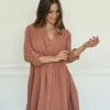 BT Yolanda Cotton Button Down Babydoll Dress - Mauve