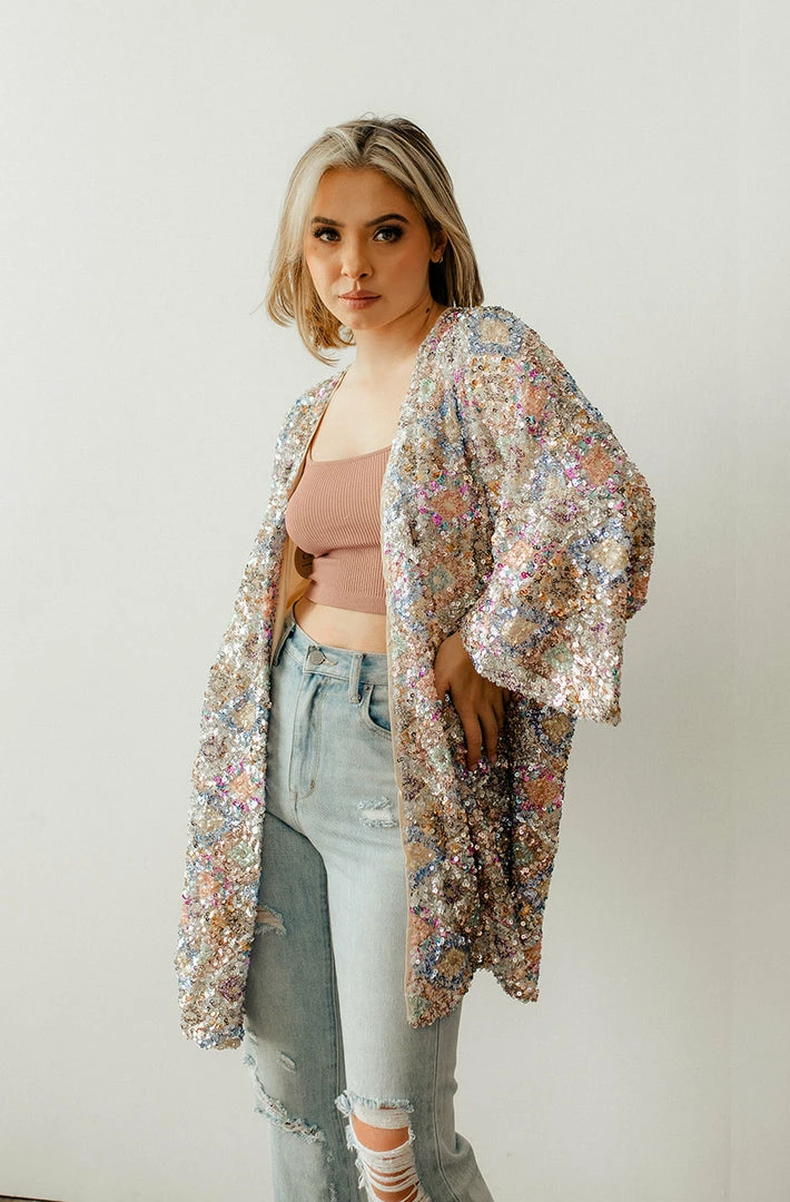 BT KIMONOS + DUSTERS Major Sequin Open Front Duster 5 BT KIMONOS + DUSTERS Major Sequin Open Front Duster