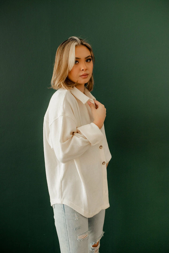 WL TOPS Ysabel Soft Ribbed Shacket Top - Cream 5 WL TOPS Ysabel Soft Ribbed Shacket Top - Cream