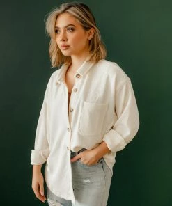 WL TOPS Ysabel Soft Ribbed Shacket Top - Cream