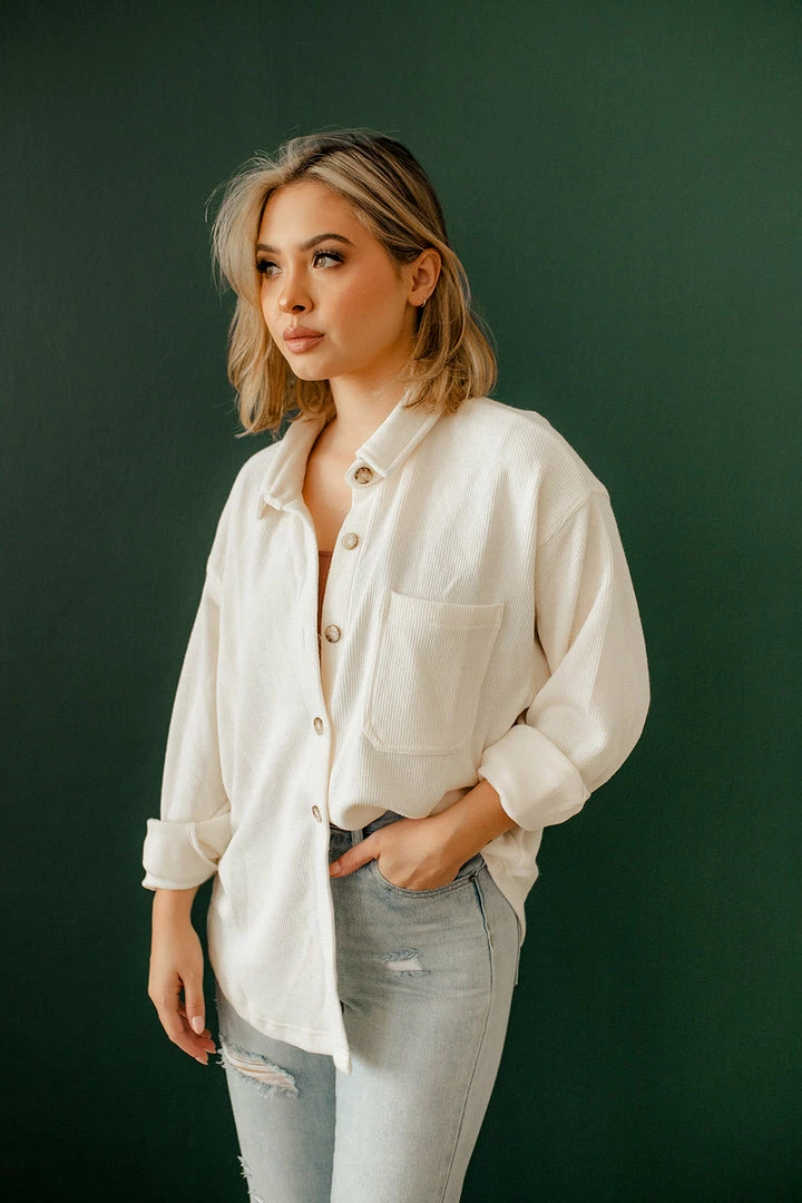 WL TOPS Ysabel Soft Ribbed Shacket Top - Cream 3 WL TOPS Ysabel Soft Ribbed Shacket Top - Cream