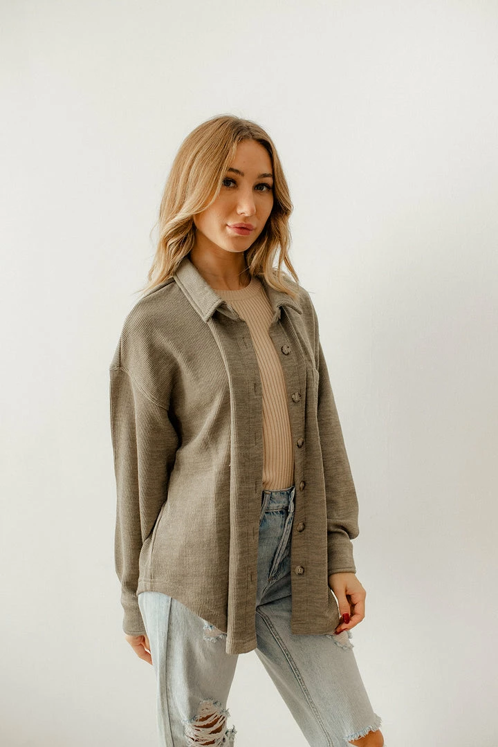 WL TOPS Ysabel Soft Ribbed Shacket Top - Olive 6 WL TOPS Ysabel Soft Ribbed Shacket Top - Olive