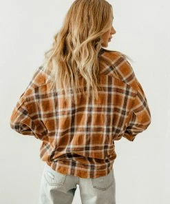 BT TOPS Journey Oversized Plaid Flannel Shirt Top