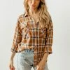 BT TOPS Journey Oversized Plaid Flannel Shirt Top
