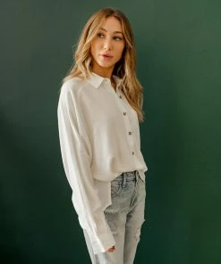 WL Roscoe Linen Button Down Top - Ivory TOPS