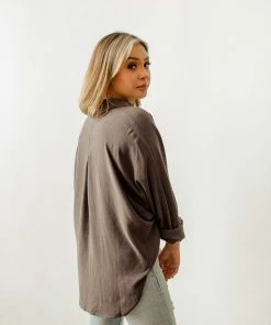 WL Roscoe Linen Button Down Top - Midnight TOPS