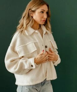 BT OUTERWEAR Rockford Pocketed Sherpa Jacket - Bone