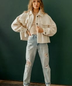 BT OUTERWEAR Rockford Pocketed Sherpa Jacket - Bone