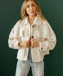 BT OUTERWEAR Rockford Pocketed Sherpa Jacket - Bone