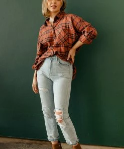 BT Thomas Plaid Button Down Top