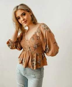 BT Nia Smocked Floral Babydoll Top TOPS