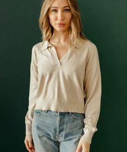 BT TOPS Jules Knit Collared Placket Sweater