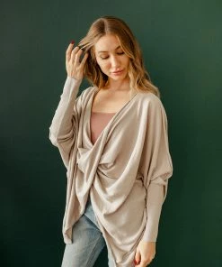 BT MADE IN THE USA Josephine Twist Front Knit Top - Shell