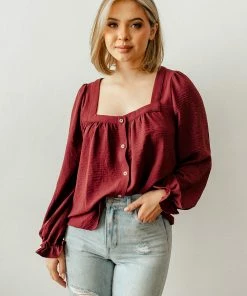 WL Lex Button Down Square Neck Blouse