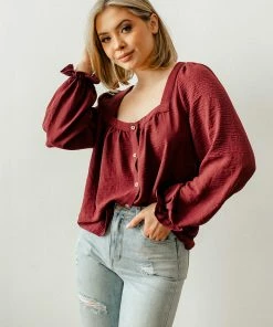 WL Lex Button Down Square Neck Blouse