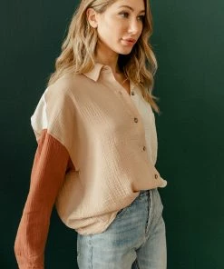 BT Eureka Cotton Contrast Button Down Shirt TOPS