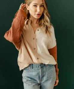 BT Eureka Cotton Contrast Button Down Shirt TOPS