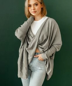 BT Josephine Twist Front Knit Top - Grey
