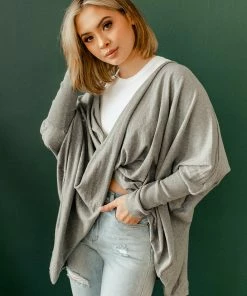 BT Josephine Twist Front Knit Top - Grey