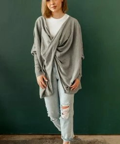 BT Josephine Twist Front Knit Top - Grey