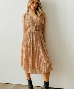 Shop Caylo DRESSES Isador Polka Dot Belted Midi Dress