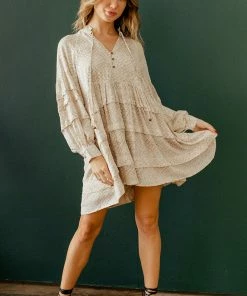 BT BUMP FRIENDLY Montoya Ruffled Babydoll Dress - Light Taupe