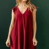 WL Chante Flutter Sleeve A-Line Dress - Wine
