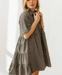 BT BUMP FRIENDLY Robbie Checkered Babydoll Dress