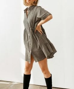 BT BUMP FRIENDLY Robbie Checkered Babydoll Dress