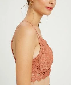 WL ACCESSORIES Cassie Padded Lace Bralette - Brick