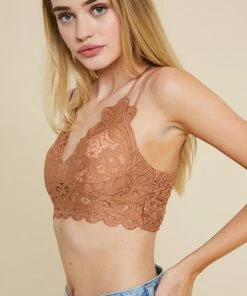 WL ACCESSORIES Cassie Padded Lace Bralette - Ginger