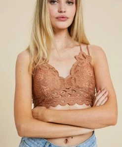 WL ACCESSORIES Cassie Padded Lace Bralette - Ginger