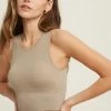 WL ACTIVEWEAR Sculpt Ribbed Padded Tank Top - Mocha