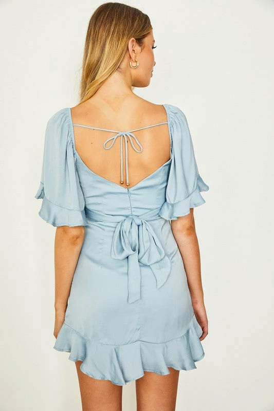 ONE & ONLY COLLECTIVE DRESSES Penny Wrap Satin Ruffle Mini Dress 9 ONE & ONLY COLLECTIVE DRESSES Penny Wrap Satin Ruffle Mini Dress