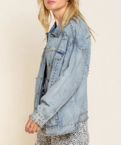 POL Jet Setter Denim Studded Jacket