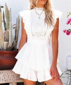 ONE & ONLY COLLECTIVE BRIDAL Fynlee Cotton Crochet Ruffle Romper